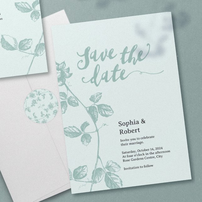 Save The Date Bleu Rustique Floral Fantaisie  (Rustic Whimsical Floral Wedding Save the date)