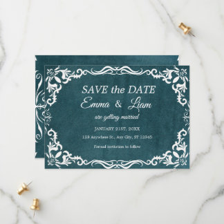 Save The Date Bleu sarcelle profond Talavera mariage mexicain