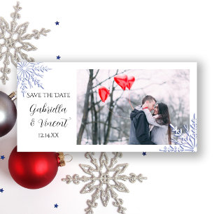 Save The Date Bleu Snowflake Mariage d'hiver Enregistrer la date