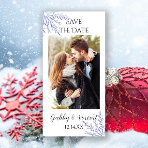 Save The Date Bleu Snowflake Mariage d'hiver Enregistrer la date