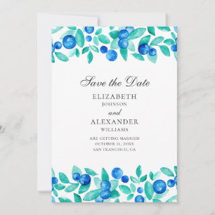 Save The Date Bleus aquarelle. Mariage bleu et menthe