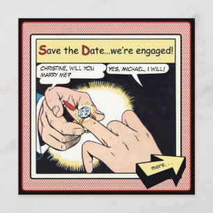 Save The Date Bling style bande dessinée Enregistrer la date rou