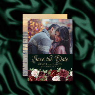 Save The Date Bloom rustique Terracotta et Marsala Red 2 Photo