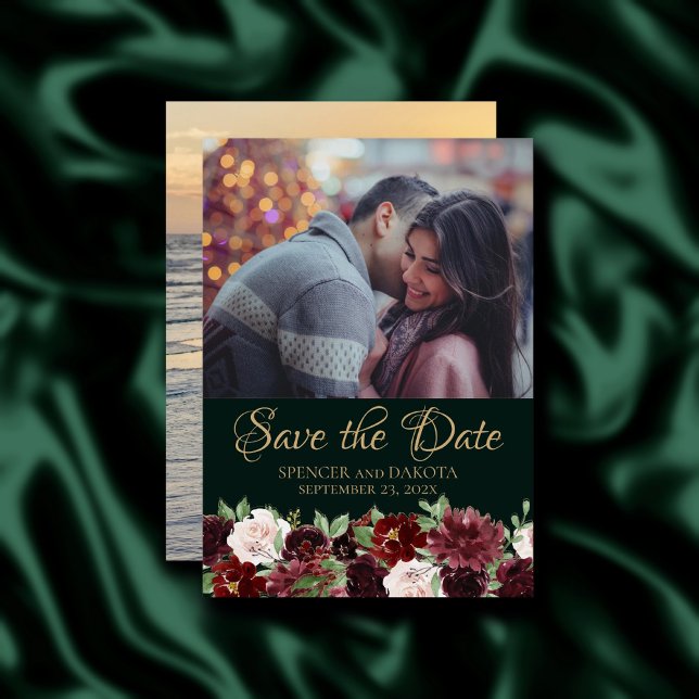 Save The Date Bloom rustique | Terracotta et Marsala Red 2 Photo (Créateur téléchargé)