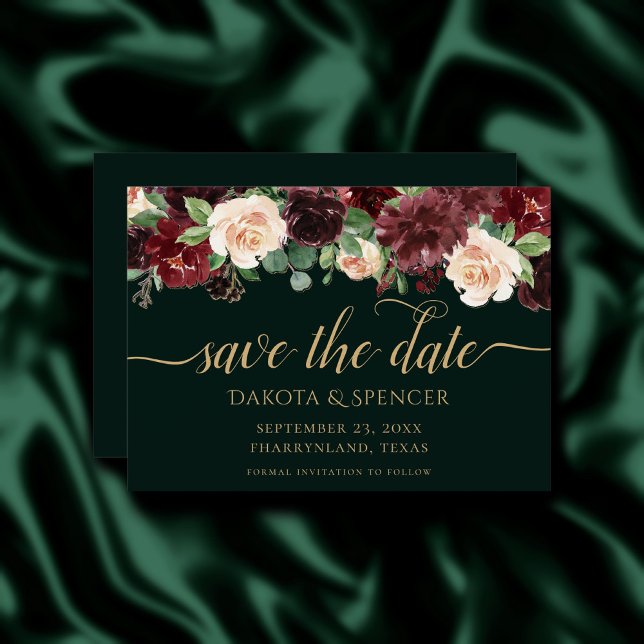 Save The Date Bloom rustique | Terracotta et Marsala Rouge Flora (Créateur téléchargé)