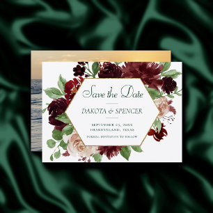 Save The Date Blooms rustiques Terracotta et Marsala Rouge Flo