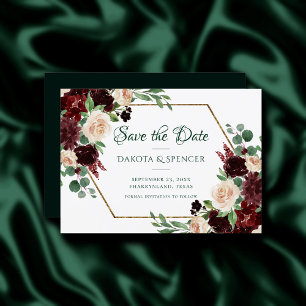Save The Date Blooms rustiques Terracotta et Marsala Rouge Flo