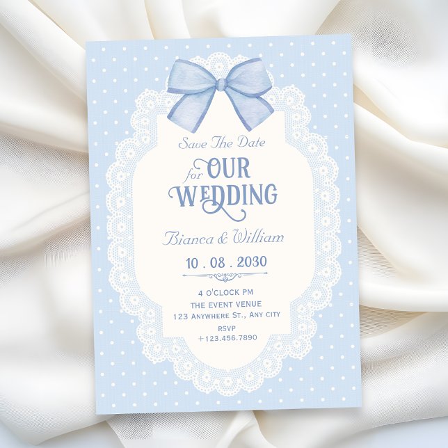 Save The Date Blue bow choquette  (Créateur téléchargé)