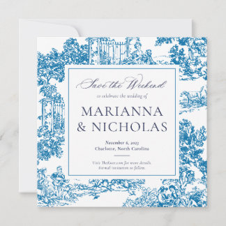 Save The Date Blue Chinoiserie Style Mariage Enregistrer la date