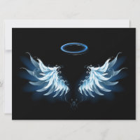 Blue Glowing Angel Wings on black background