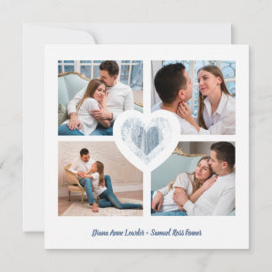 Save The Date Blue Heart 4 Photos Fiançailles Couple Session