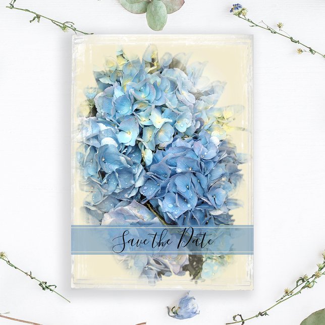 Save The Date Blue Hydrangea Blossom Wedding Enregistrer la date (Créateur téléchargé)
