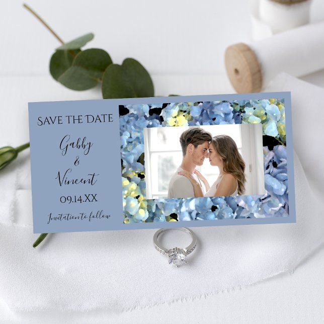 Save The Date Blue Hydrangea Floral Wedding Enregistrer la date (Créateur téléchargé)