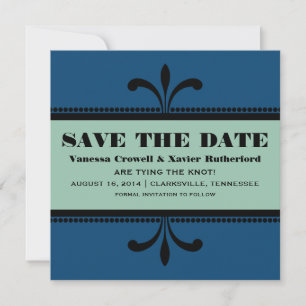Save The Date Blue/Jade Fancy Art Déco Enregistrer la date Invit