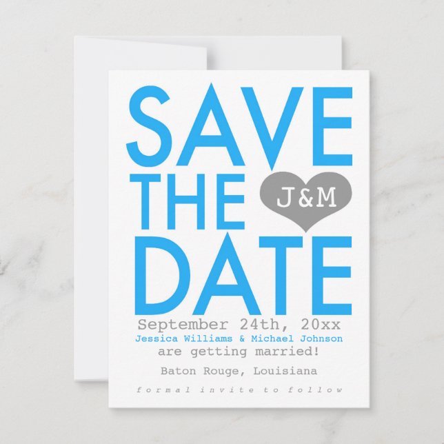 Save The Date Blue Modern Enregistrer la date (Devant)