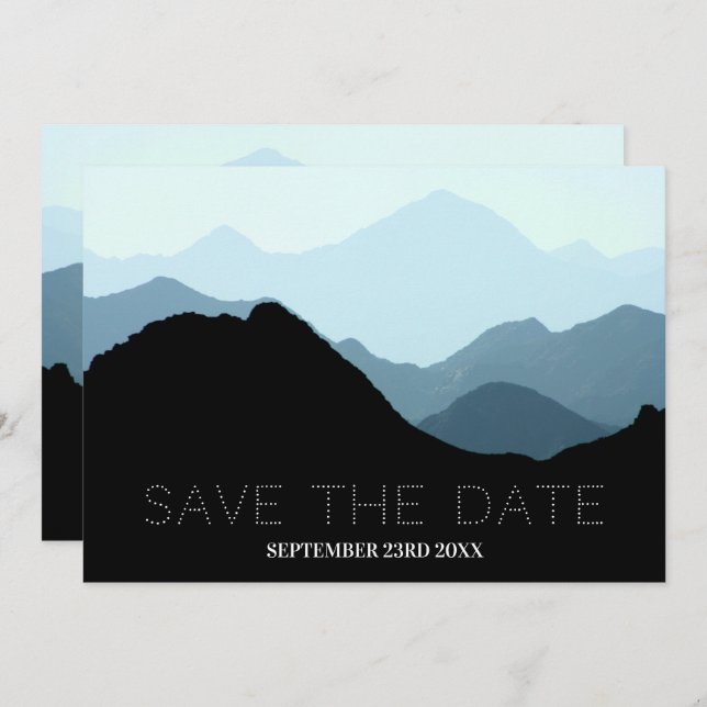 Save The Date Blue Mountain Range, Mariage rustique (Devant / Derrière)