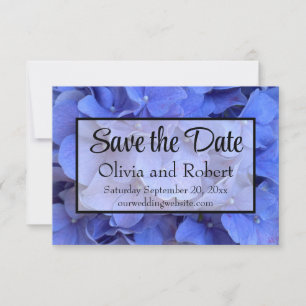 Save The Date Blue periwinkel élégantes hydrangées florales