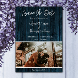Save The Date Blue Rustic Photo Enregistrer La Date