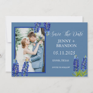 Save The Date Bluebonnets Élégant bleu moderne photo florale