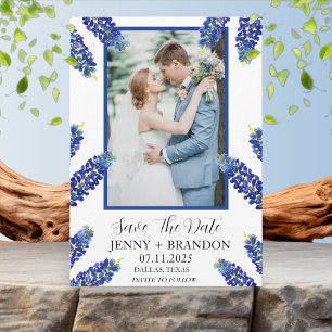 Save The Date Bluebonnets Élégant bleu moderne photo florale