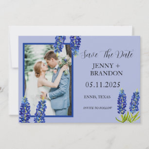 Save The Date Bluebonnets Élégant bleu moderne photo florale
