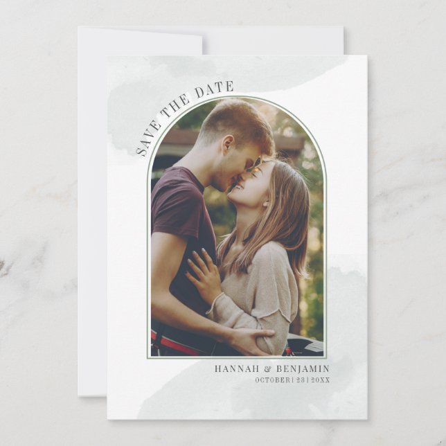 Save The Date Blush d'arche de photo moderne (Devant)