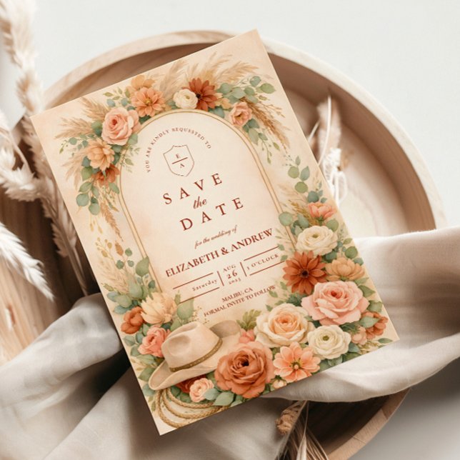 Save The Date Blush Floral Arch Wedding (Créateur téléchargé)