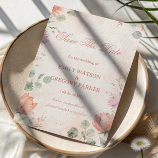 Save The Date Blush Floral Élégant