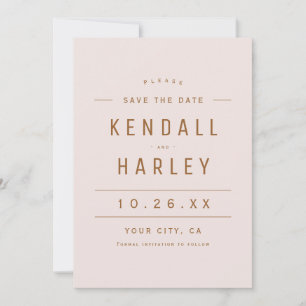 Save The Date Blush Gold Modern Chic Typographie Simple Photo
