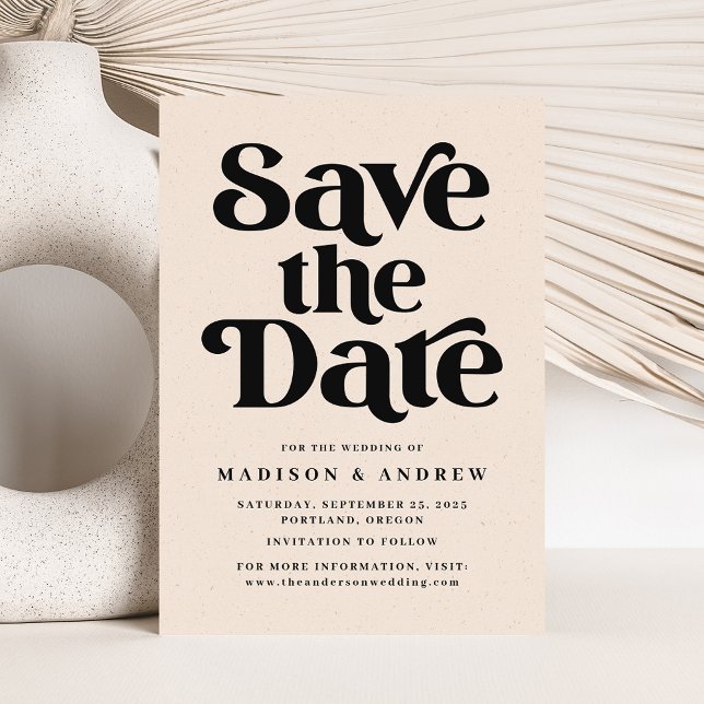 Save The Date Blush Moucheté de Typographie Moderne (Créateur téléchargé)
