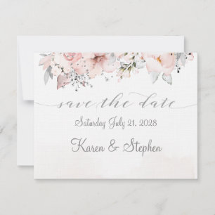 Save The Date Blush Peony Silver Eucalyptus Mariage Sauvez La Da