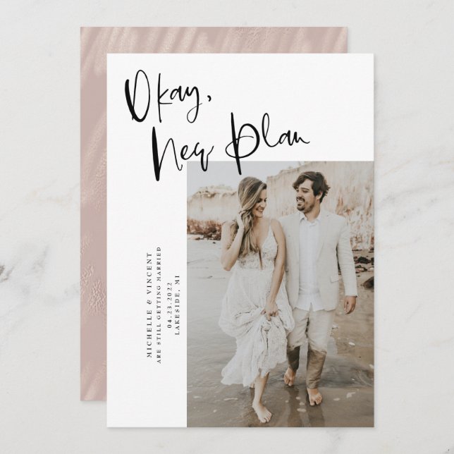 Save The Date Blush Pink Ok Nouveau Plan Mariage Enregistrer La  (Devant / Derrière)