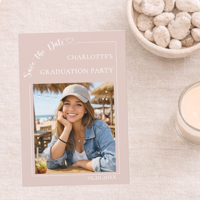 Save The Date Blush Pink Photo Graduation party (Créateur téléchargé)