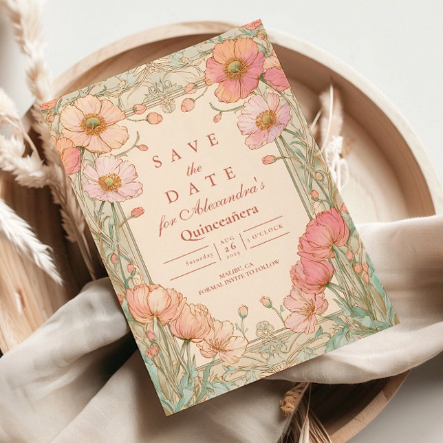 Save The Date Blush Poppy Quinceañera (Créateur téléchargé)