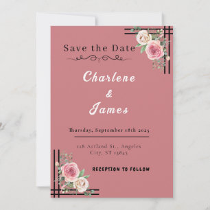 Save The Date Blush Romance : Cadre Floral Enregistrer la date