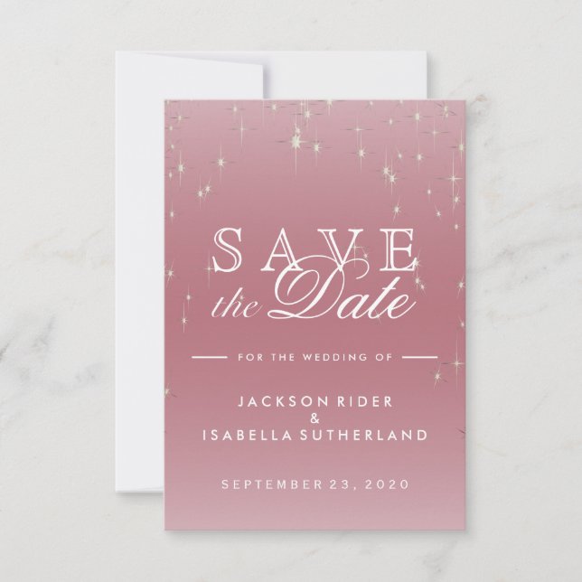 Save The Date Blush Rose Gold Star Lights - Enregistrer la date (Devant)