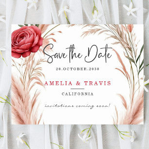Save The Date Blush Rose Pampas Mariage Grass Enregistrer la car