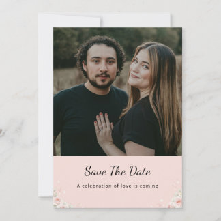 Save The Date Blush Silk Pink Whispered Peta Modern Script photo