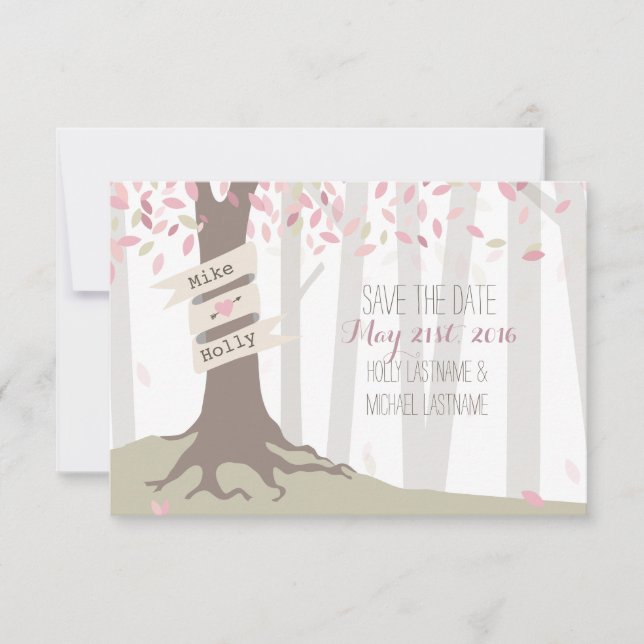Save The Date Blush Woodland Wedding Enregistrer La Date (Devant)