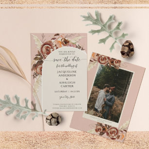 Save The Date BOHO Arch BOHO Fall Floral Blush Pampas Gris rose