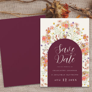 Save The Date Boho Automnal Floral Rustique Mariage de Fleurs Sa