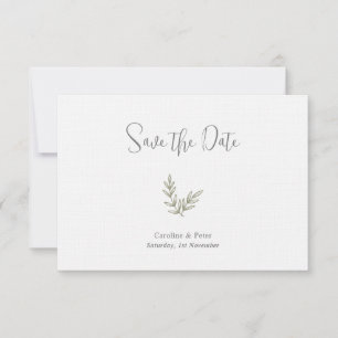 Save The Date Boho Bamboo Feuille Botanique Vert doux et élégant