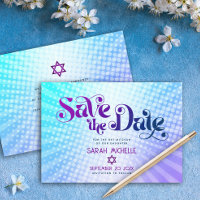 Boho bat mitzvah Retro bleu violet ombre dégradé