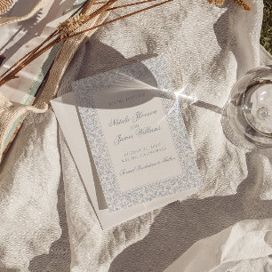 Save The Date Boho Bleu Floral Poussiéreux Botanique Mariage Fan