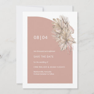 Save The Date Boho Blush rose Floral Monogramme Mariage demi-arc