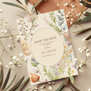 Save The Date Boho Botanique Aquarelle Fleur sauvage Mariage