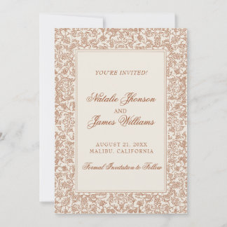 Save The Date Boho Burnt Orange Floral Terracotta Photo Wedding 