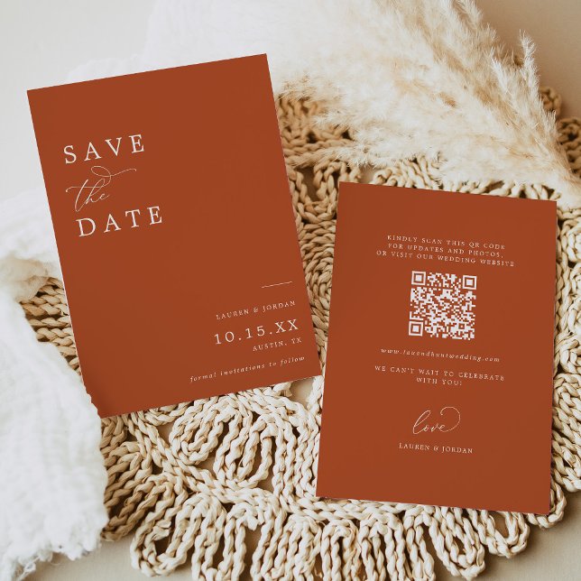 Save The Date Boho Burnt Orange Qr Code Mariage (Créateur téléchargé)