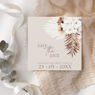 Save The Date Boho Champagne White Pampas Grass Mariage