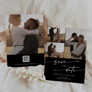 Save The Date Boho Chic COULEUR ÉDITABLE Multi Photo QR Code